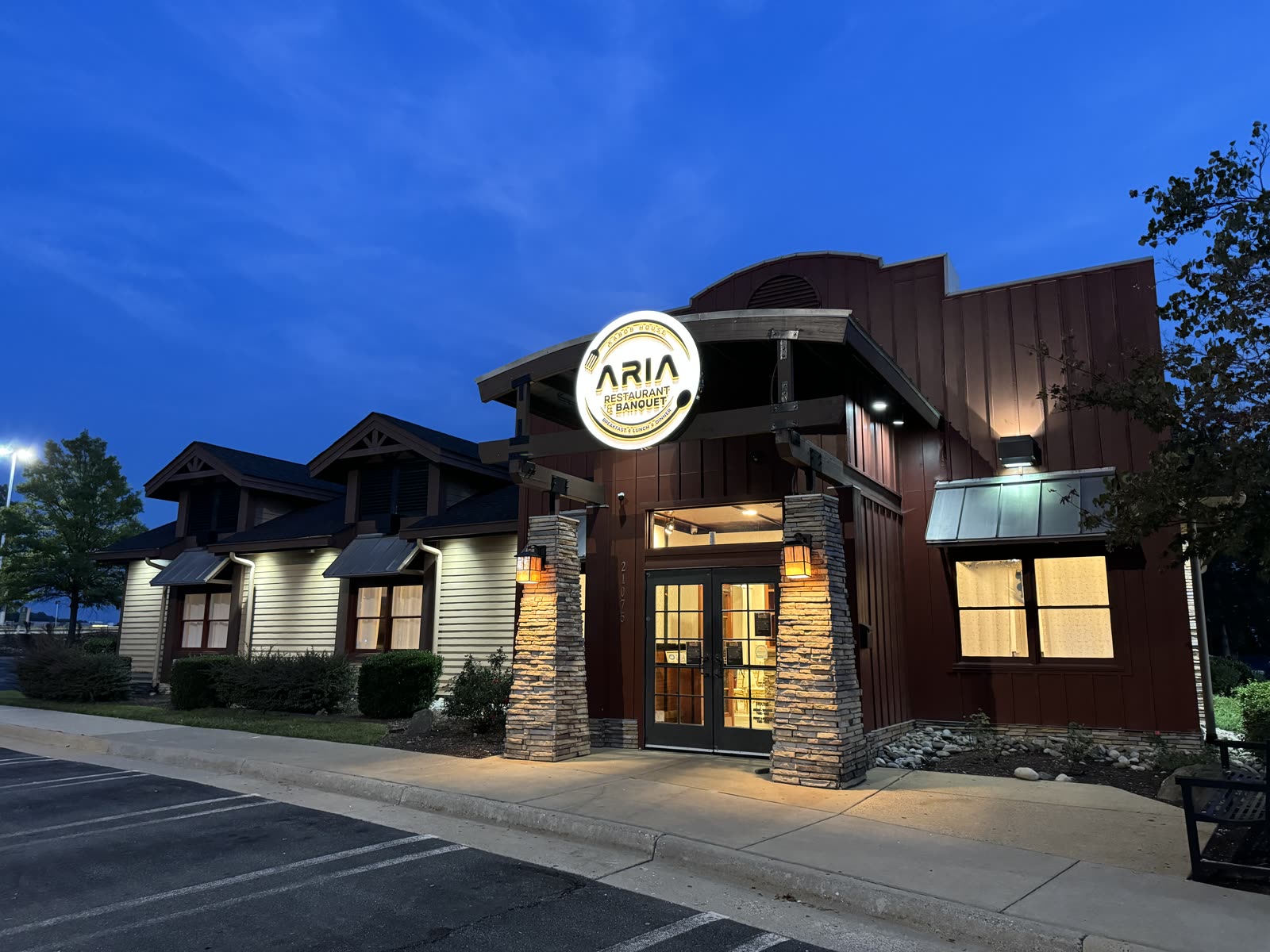ARIA Restaurant & Banquet at dusk